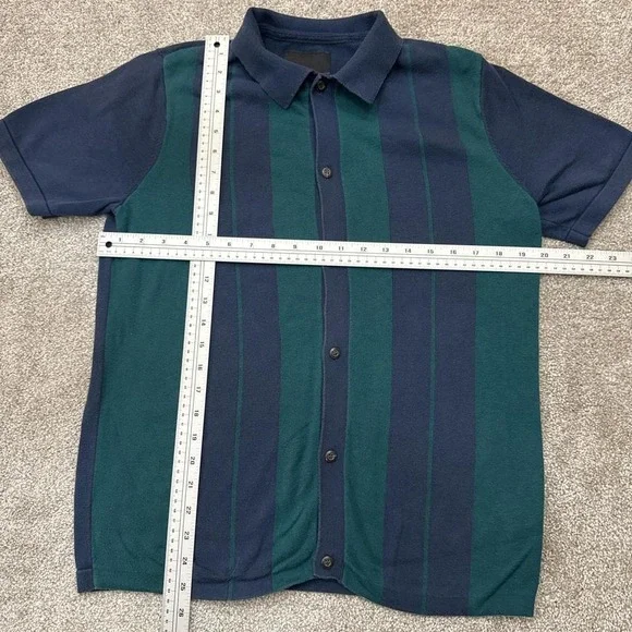 Vans Buttonwood Blue & Green Striped Button Up Shirt Small Casual Skate Style - Picture 3 of 6